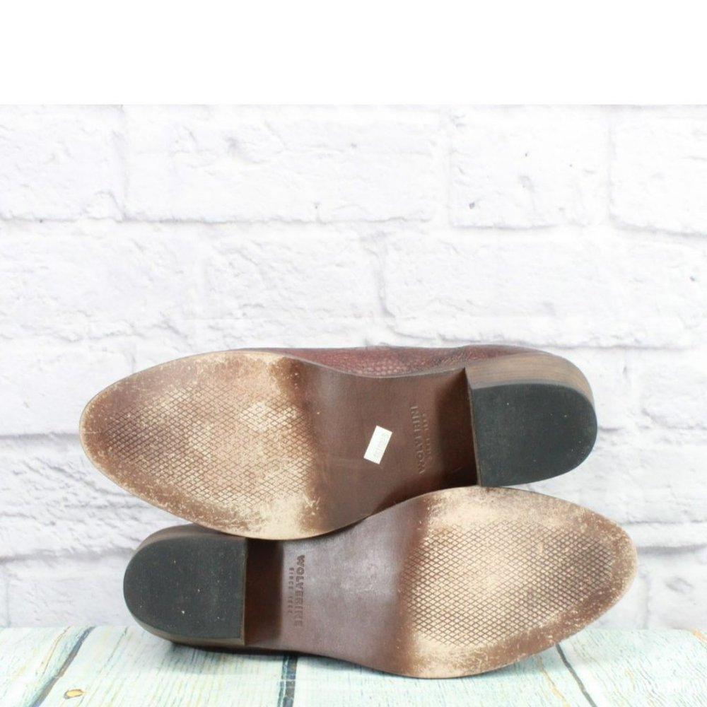 Wolverine Brown Leather Slip On Almond Toe Chelsea Ankle Boots Size 11 - Picture 9 of 9